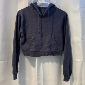 Navy Cropped Hoodie with Front Pocket